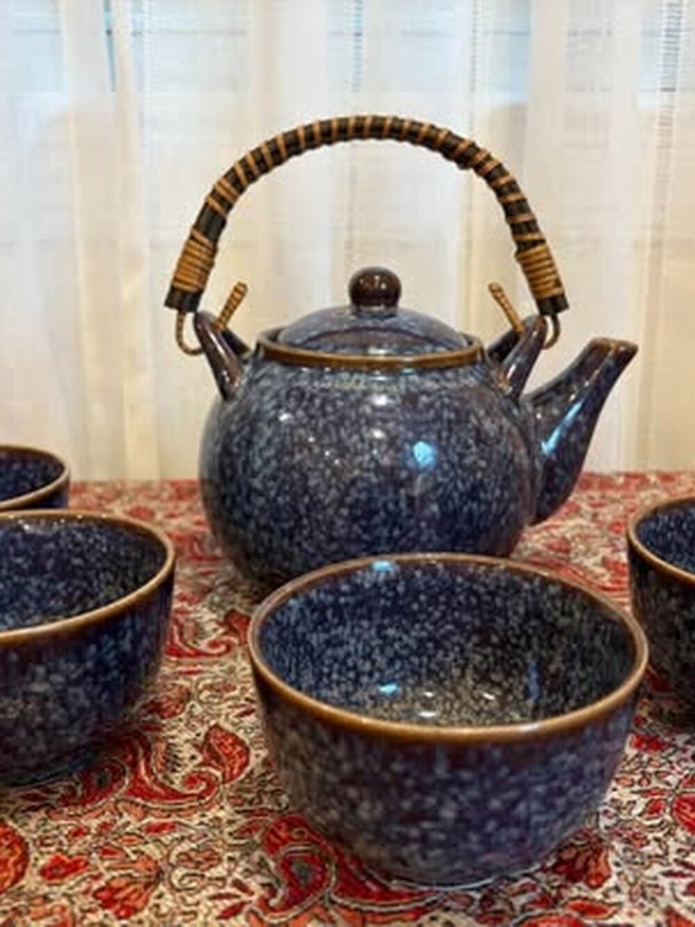 Teavana Porcelain Teapot and 4 Cup Set